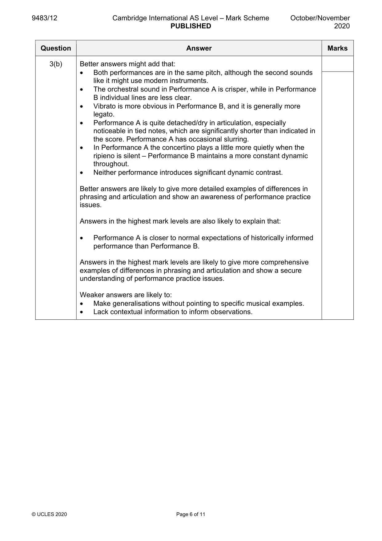 Mark scheme, page 6 of 11