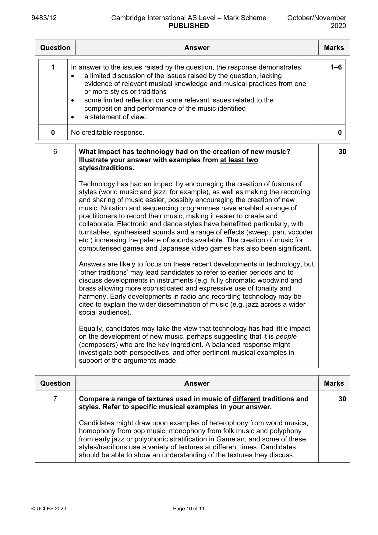 Mark scheme, page 10 of 11