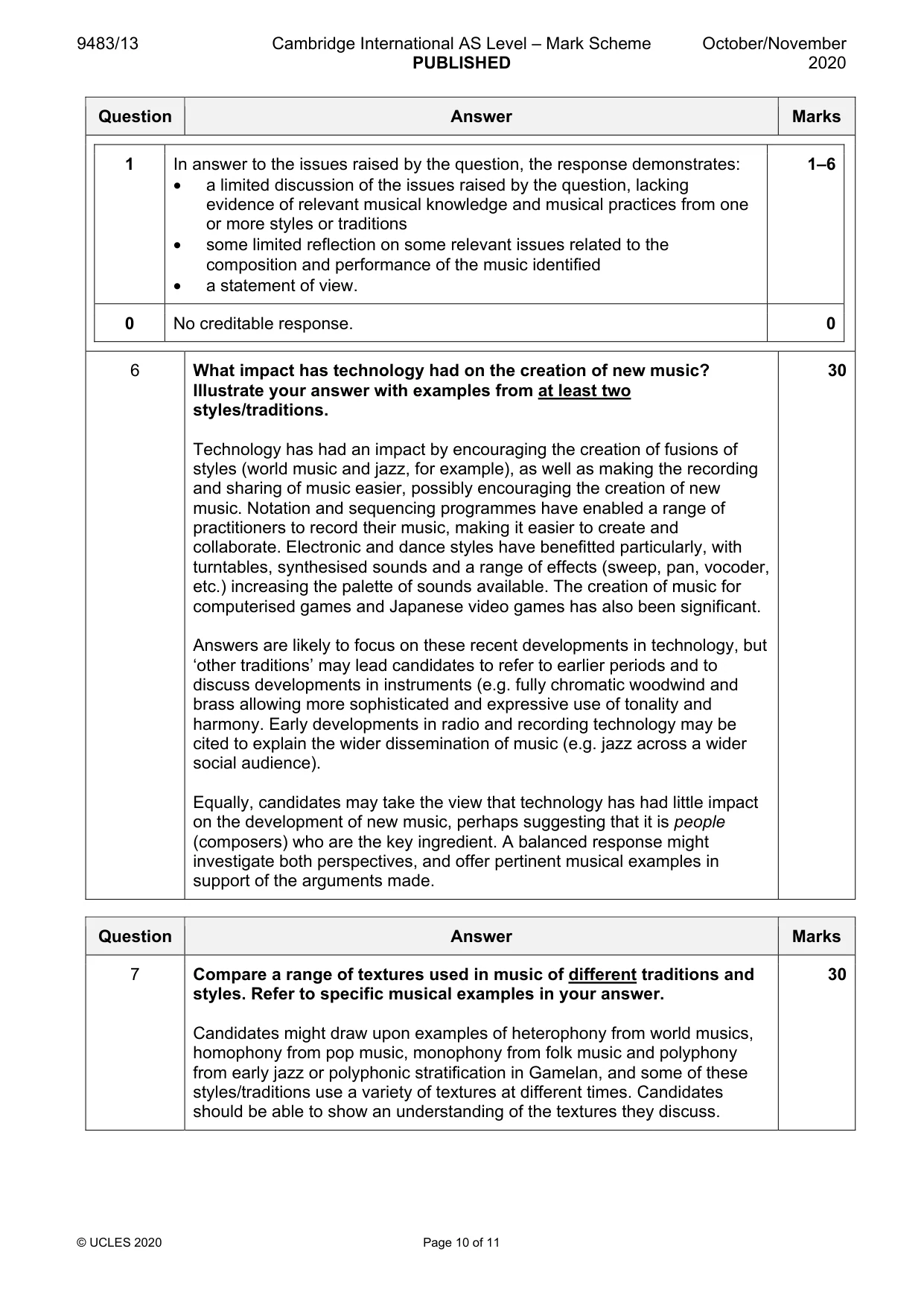 Mark scheme, page 10 of 11