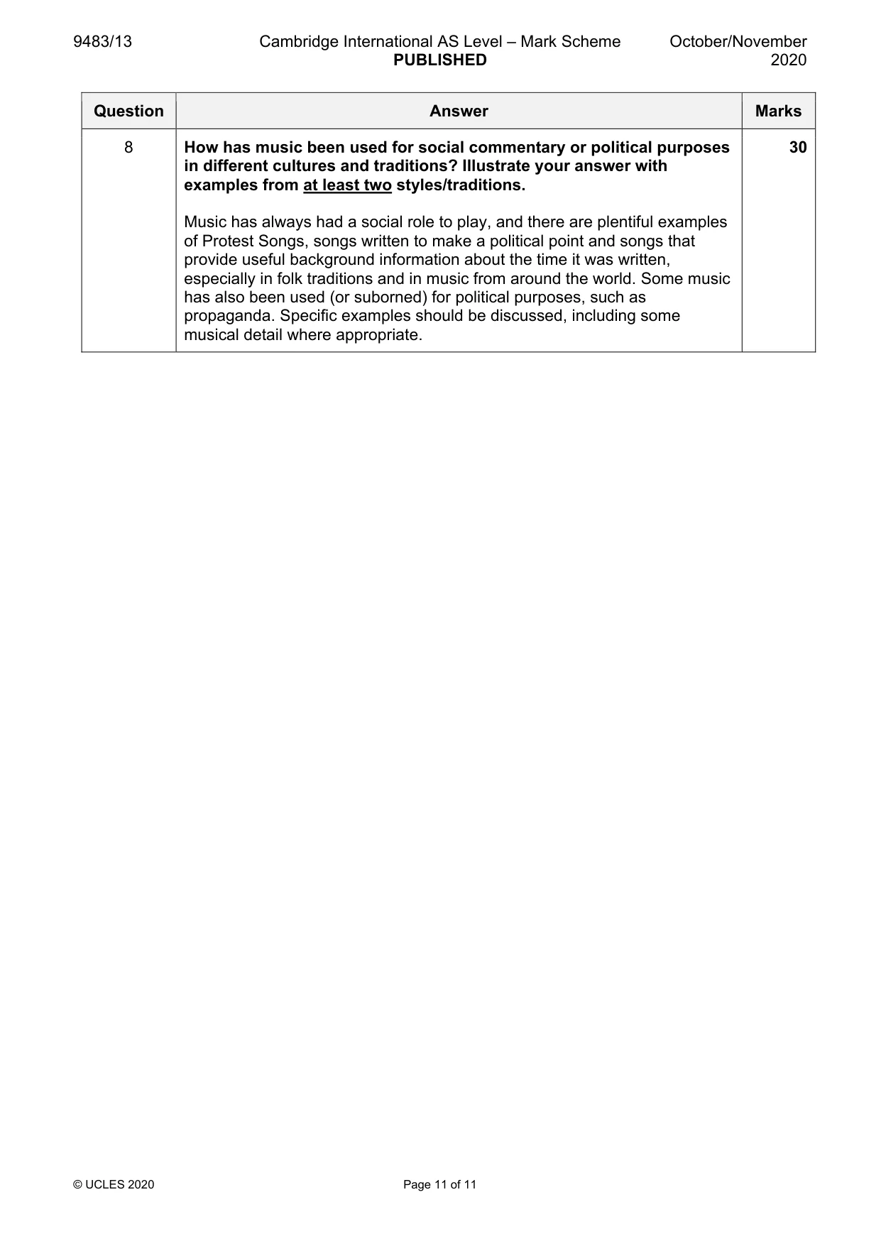 Mark scheme, page 11 of 11