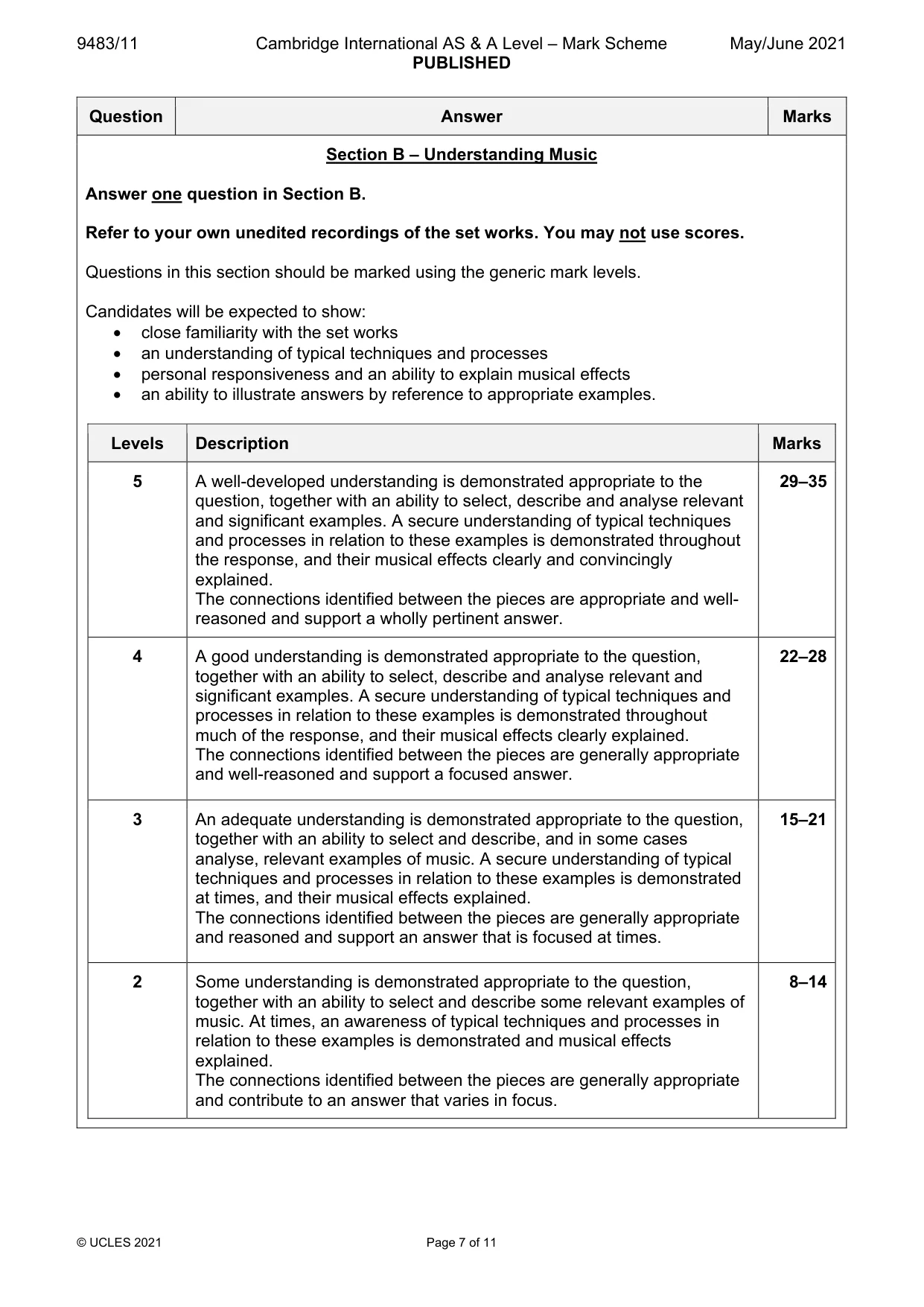 Mark scheme, page 7 of 11