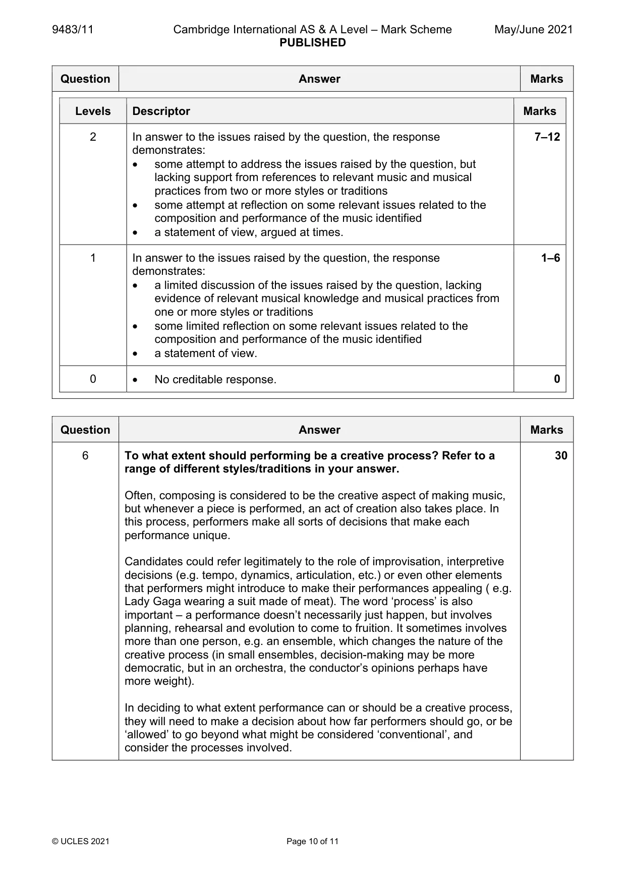 Mark scheme, page 10 of 11