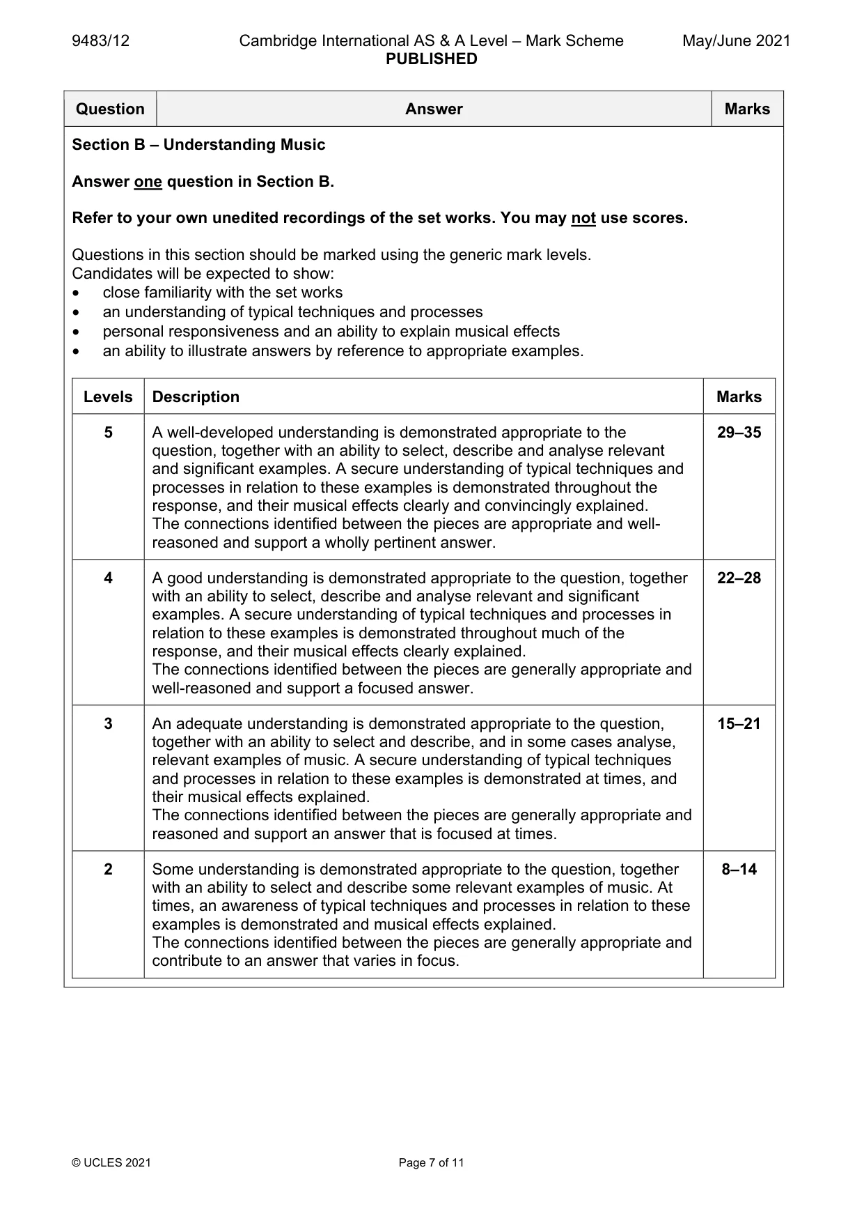 Mark scheme, page 7 of 11