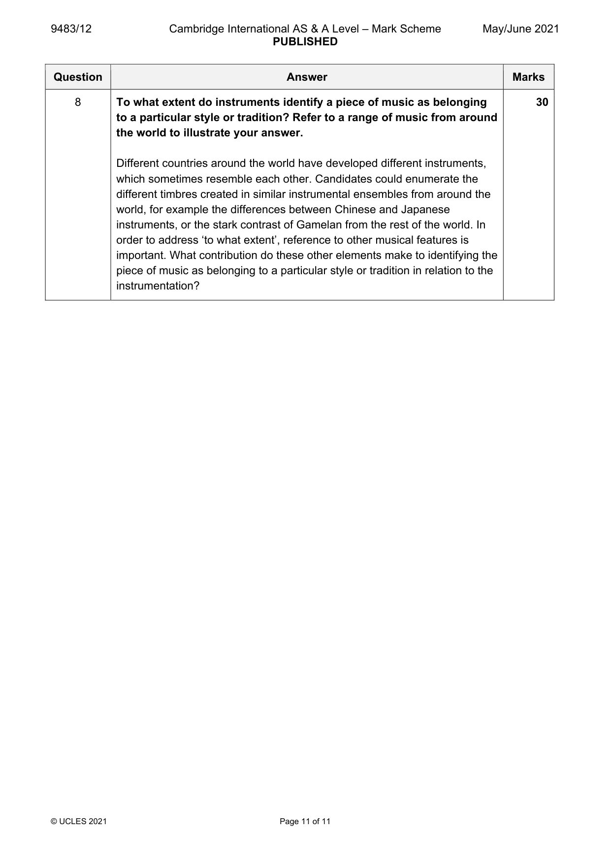Mark scheme, page 11 of 11