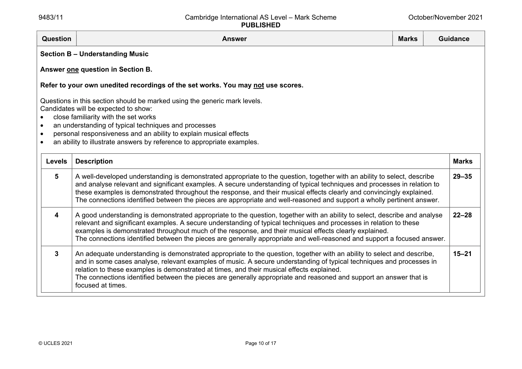 Mark scheme, page 10 of 17