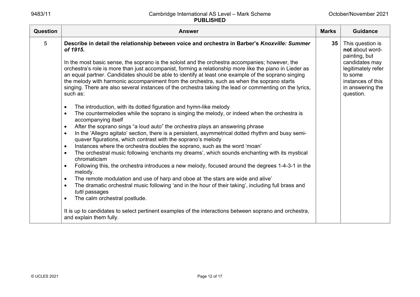Mark scheme, page 12 of 17