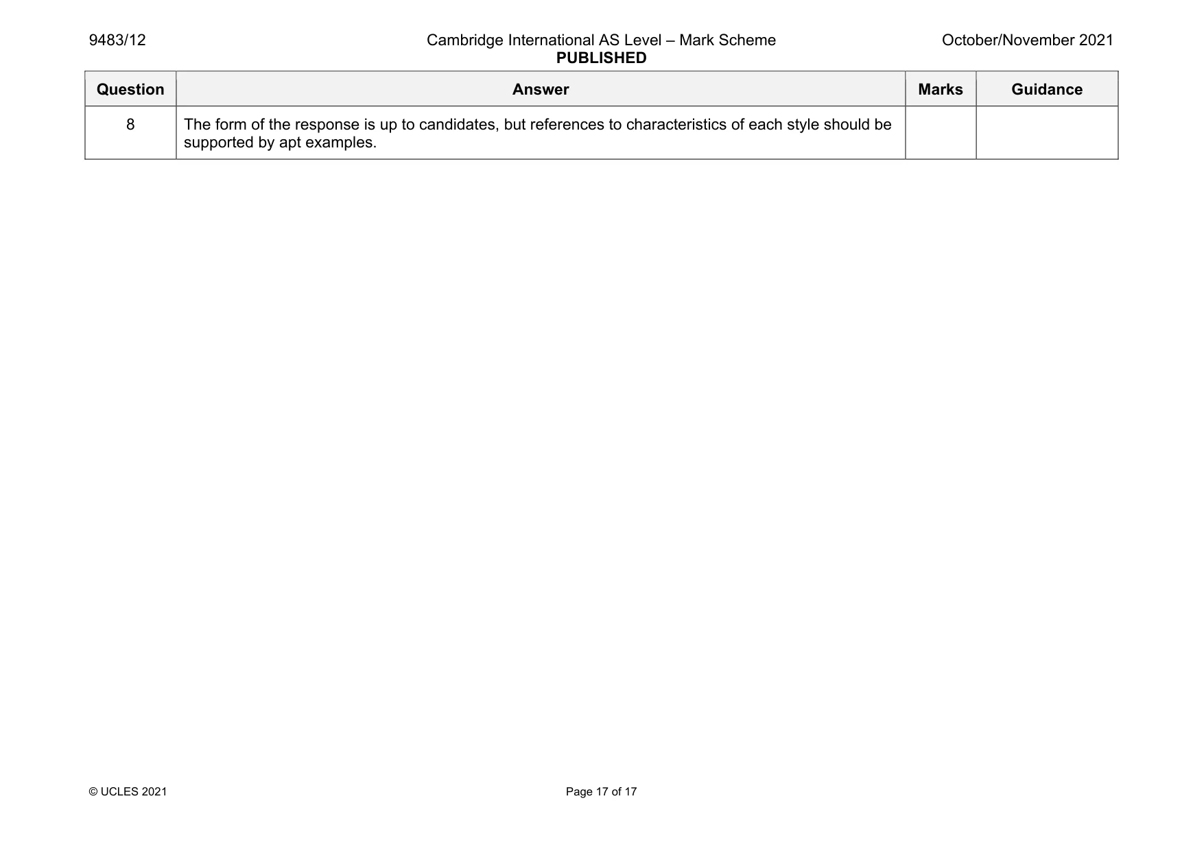 Mark scheme, page 17 of 17