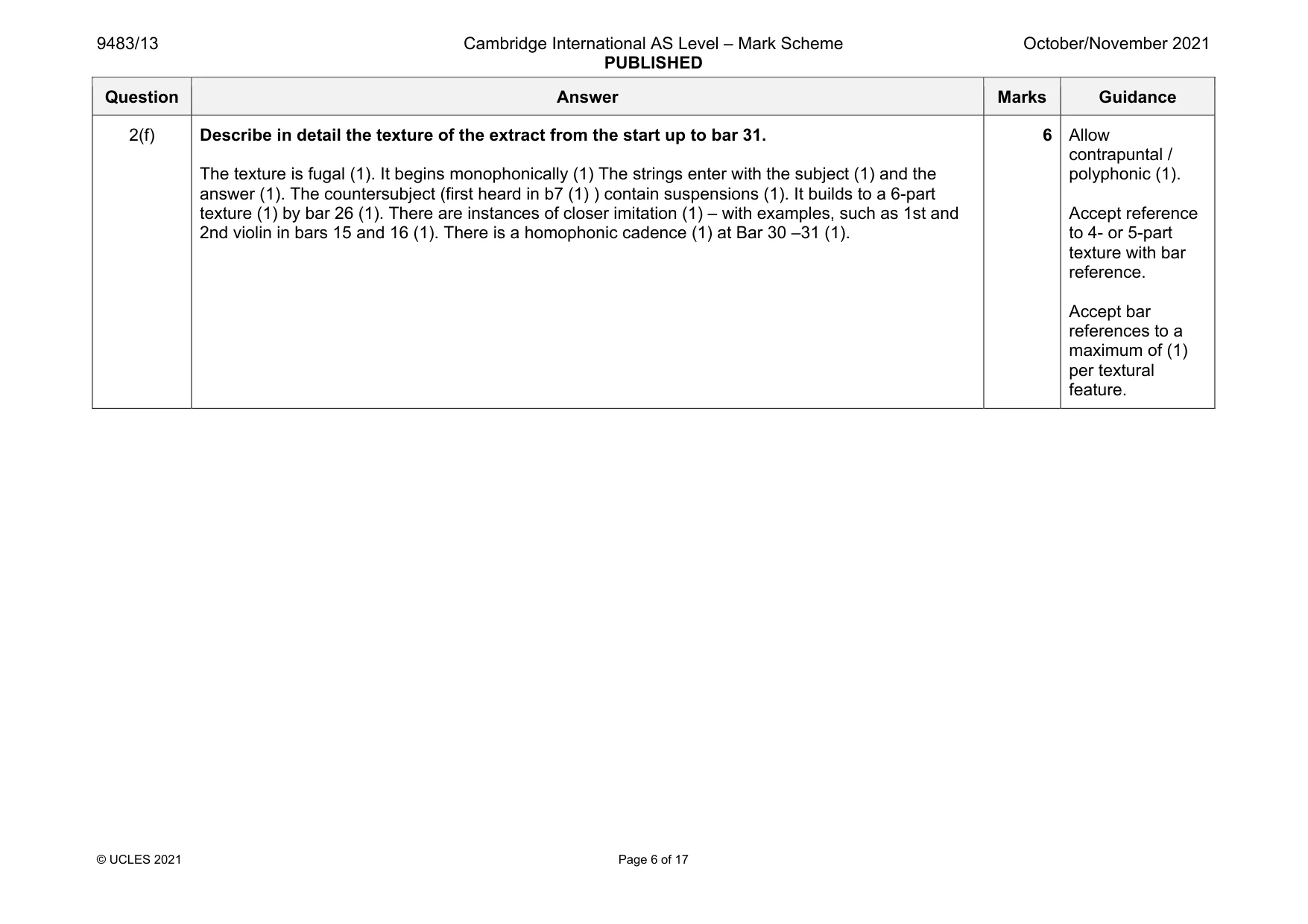 Mark scheme, page 6 of 17
