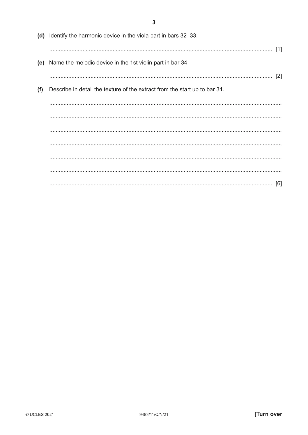 Cambridge A Level Music 9483 2021 Oct/Nov Paper 1 · Variant 1 question paper, page 3 of 12