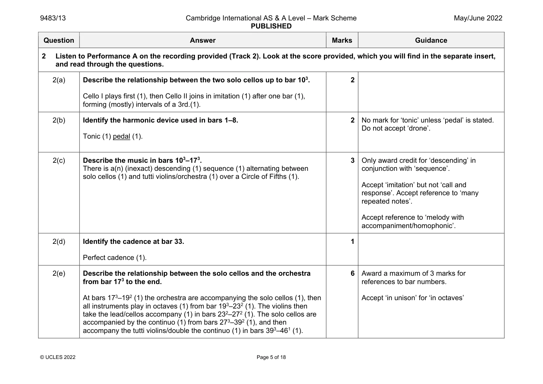 Mark scheme, page 5 of 18