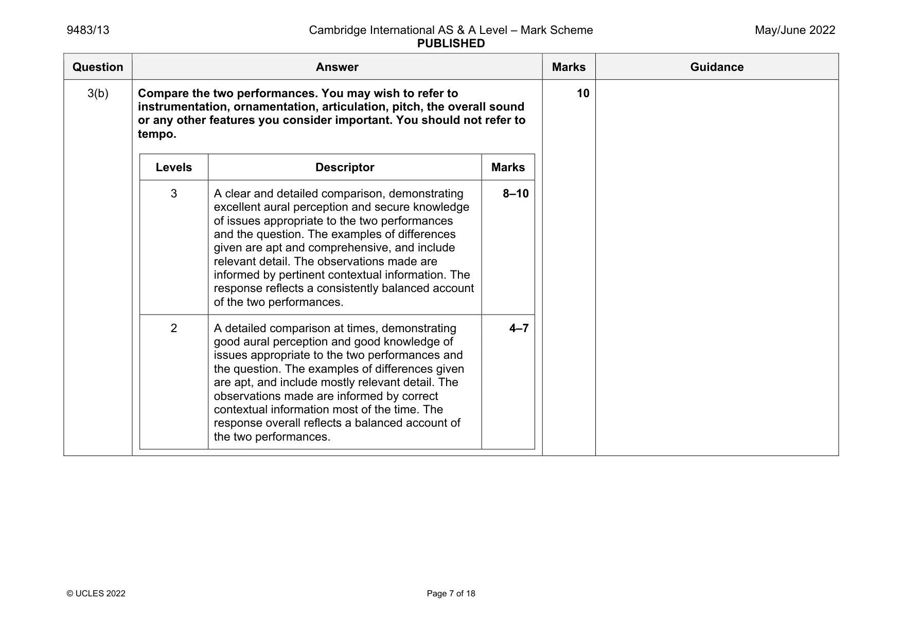 Mark scheme, page 7 of 18
