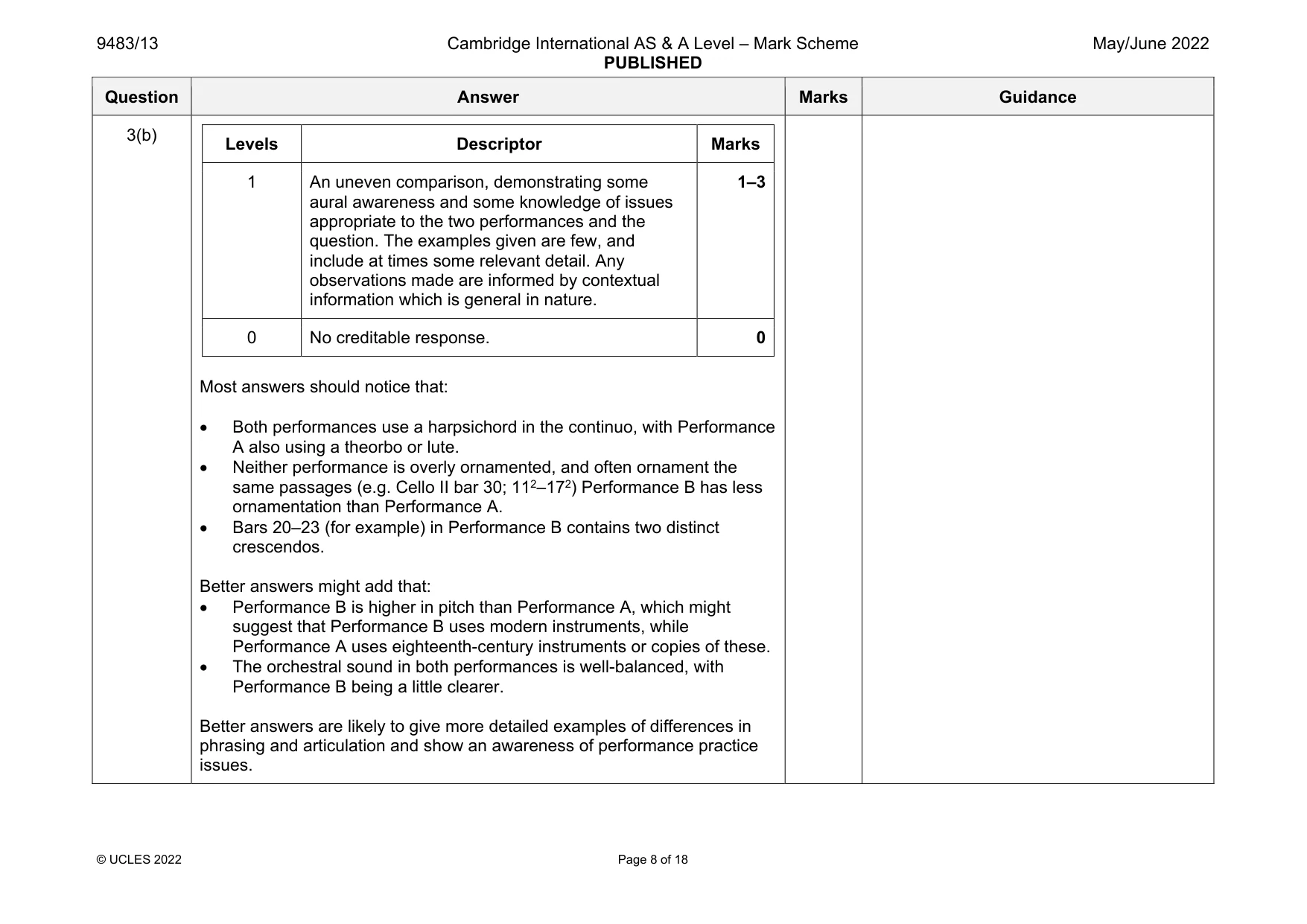 Mark scheme, page 8 of 18
