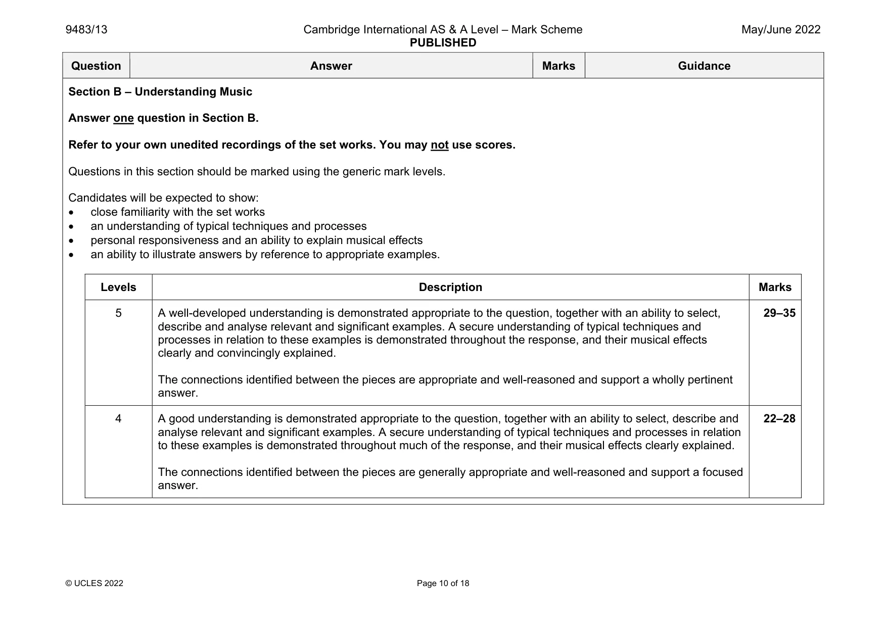 Mark scheme, page 10 of 18