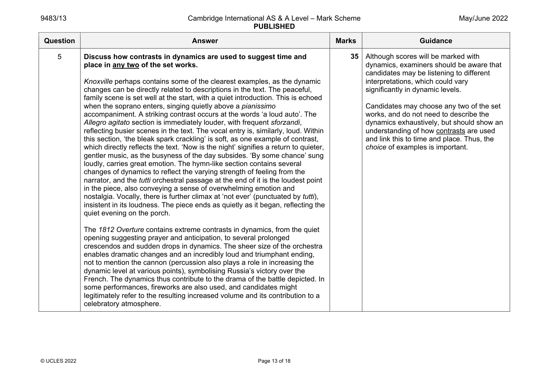 Mark scheme, page 13 of 18