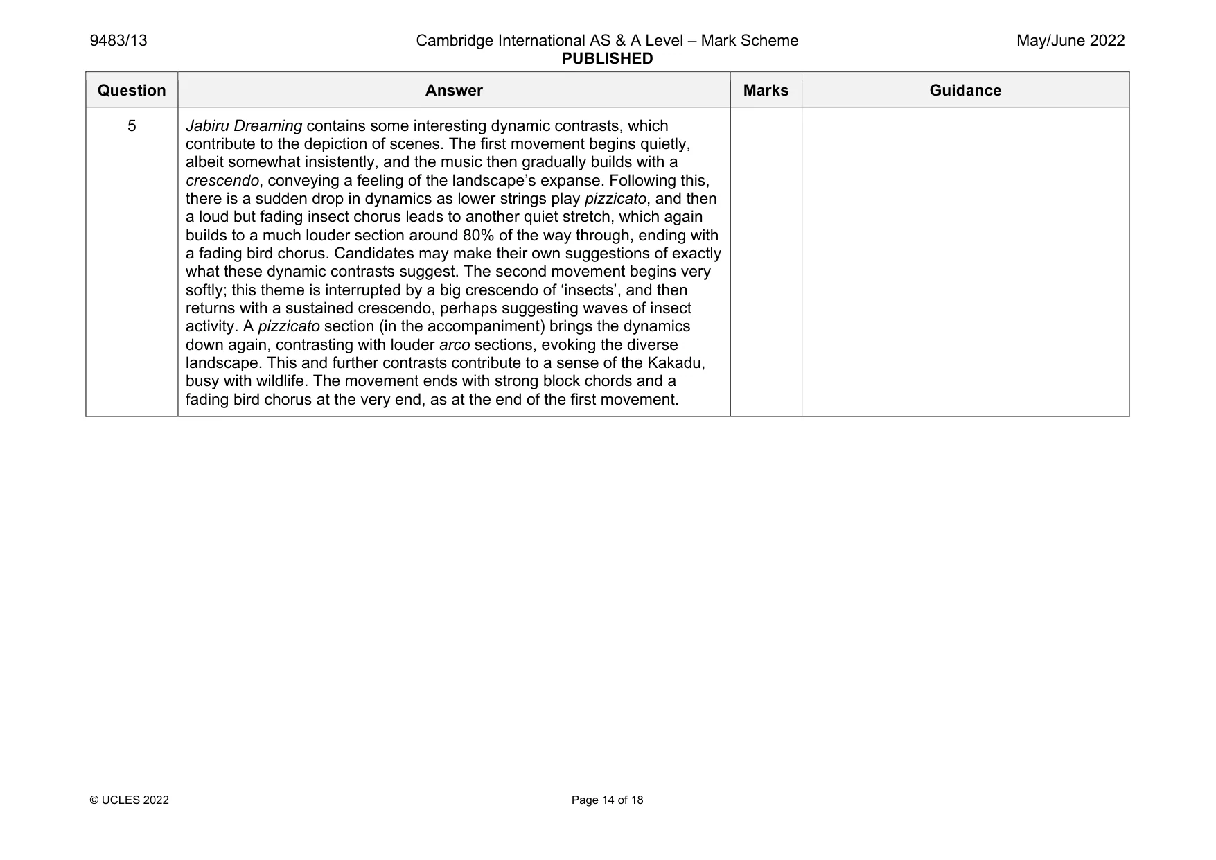Mark scheme, page 14 of 18
