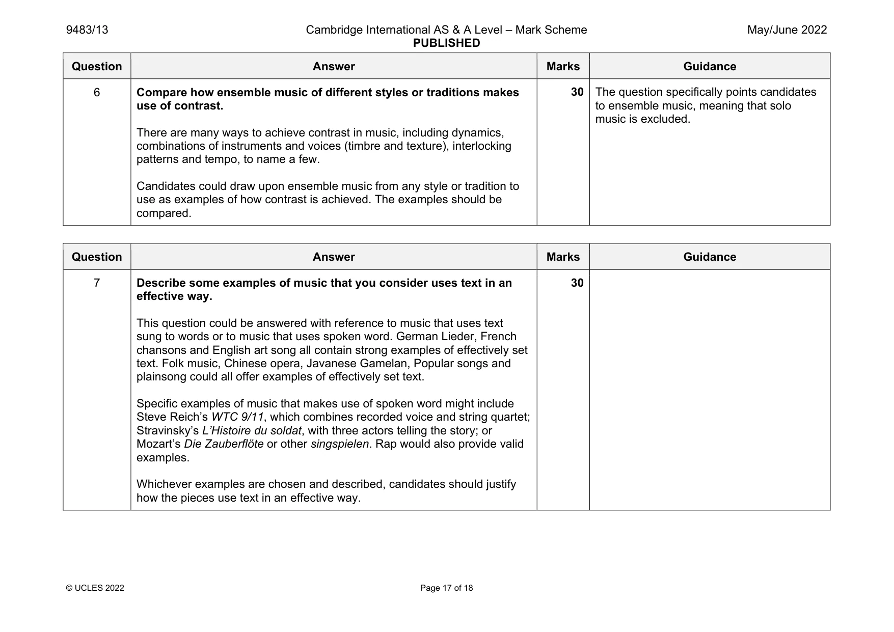 Mark scheme, page 17 of 18