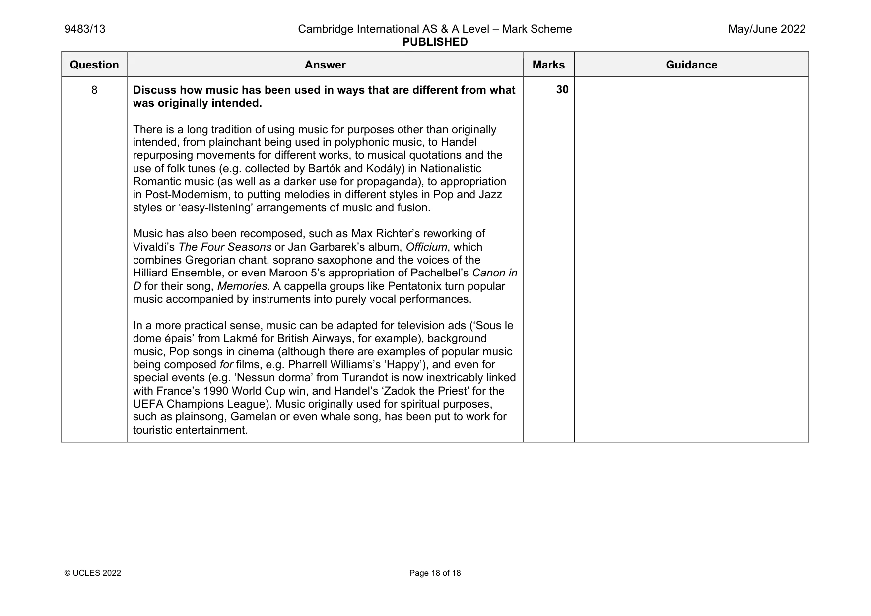 Mark scheme, page 18 of 18