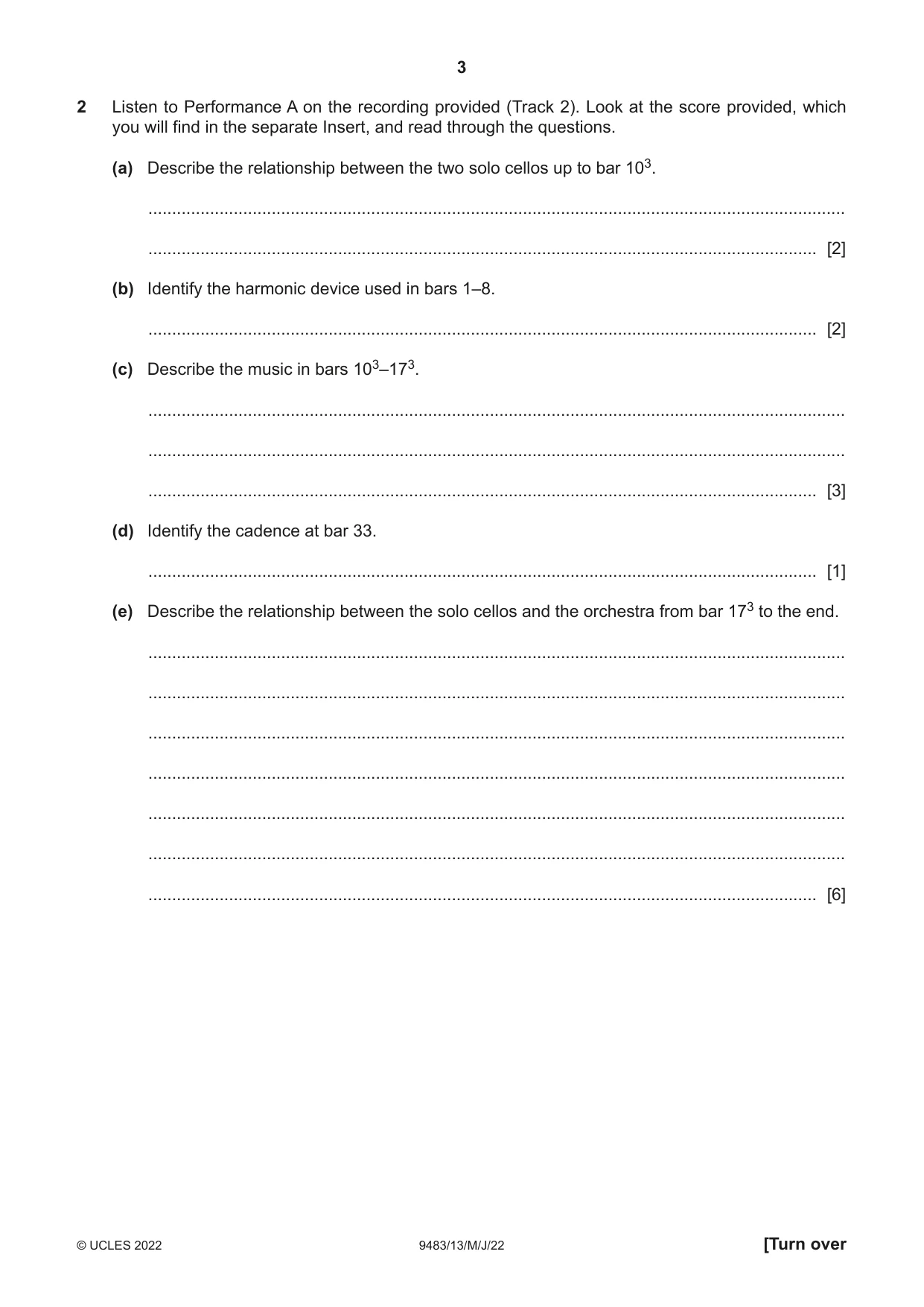 Cambridge A Level Music 9483 2022 May/June Paper 1 · Variant 3 question paper, page 3 of 12