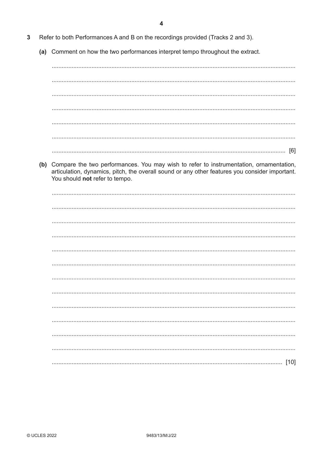 Cambridge A Level Music 9483 2022 May/June Paper 1 · Variant 3 question paper, page 4 of 12