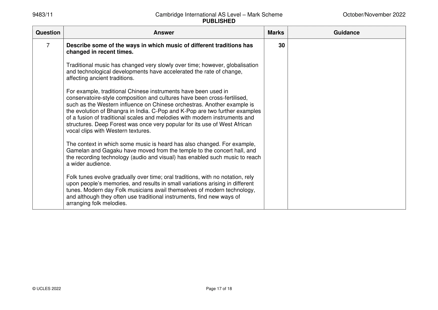 Mark scheme, page 17 of 18