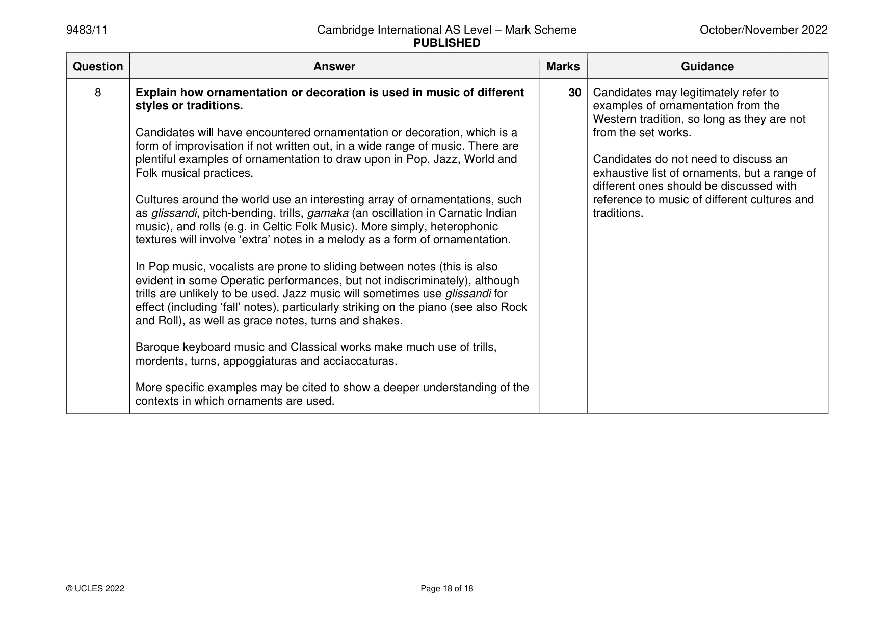 Mark scheme, page 18 of 18
