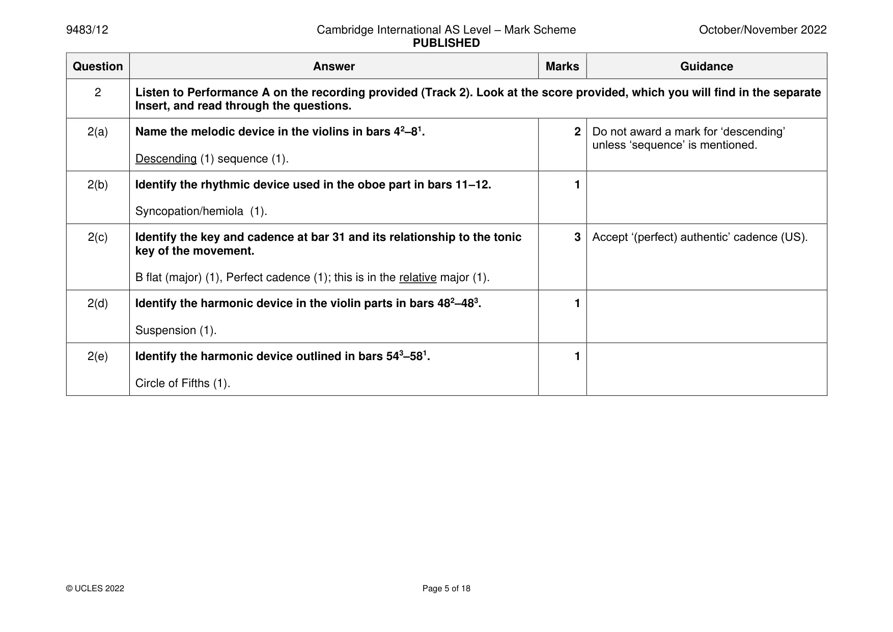 Mark scheme, page 5 of 18