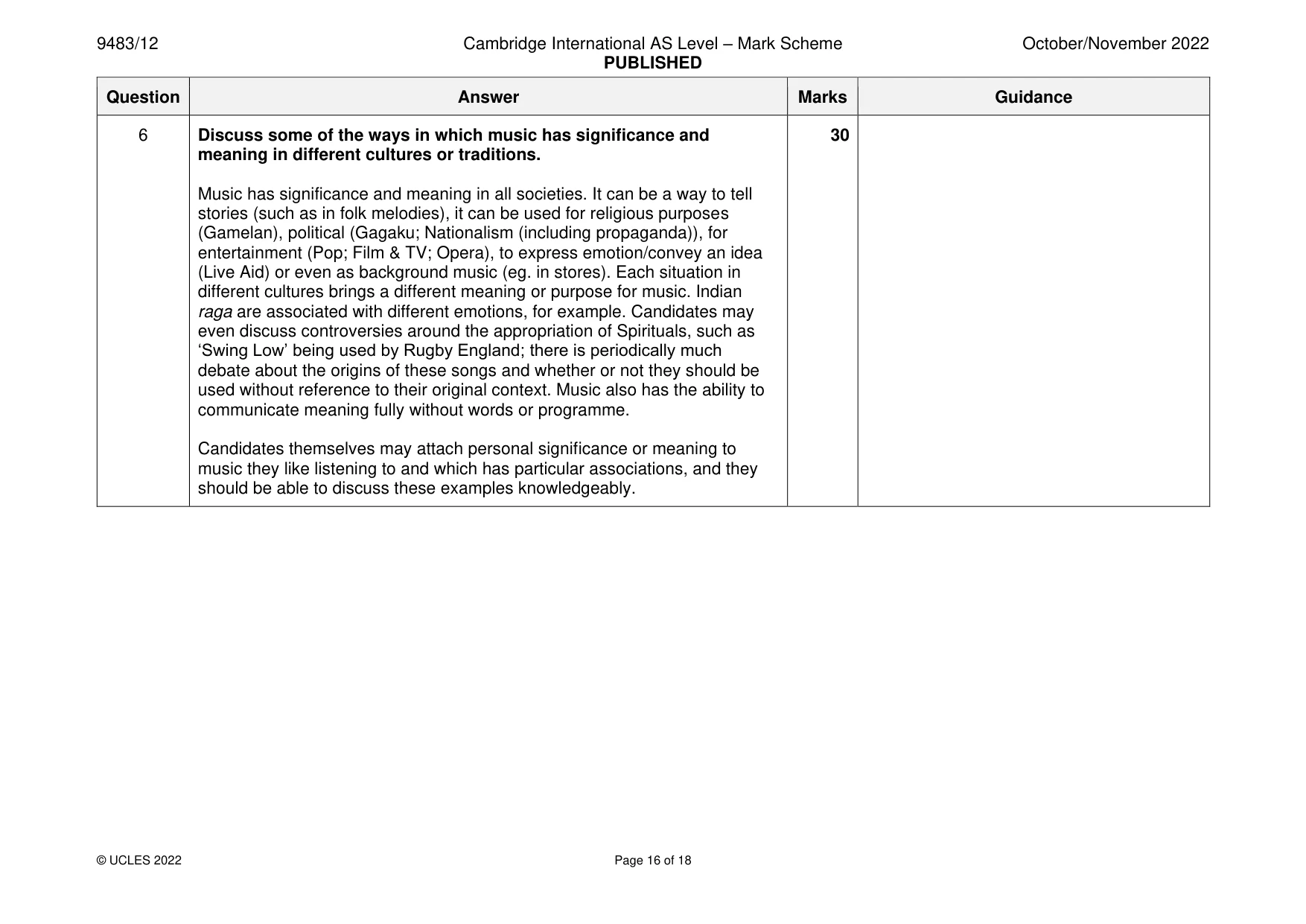 Mark scheme, page 16 of 18