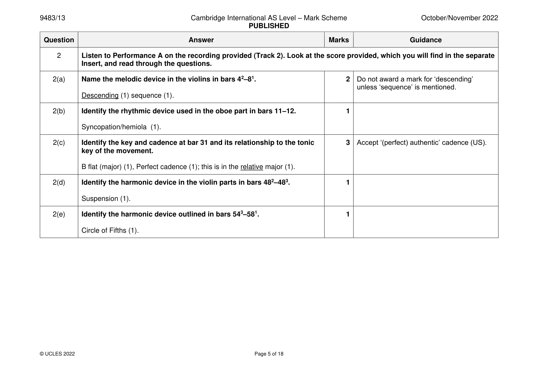 Mark scheme, page 5 of 18