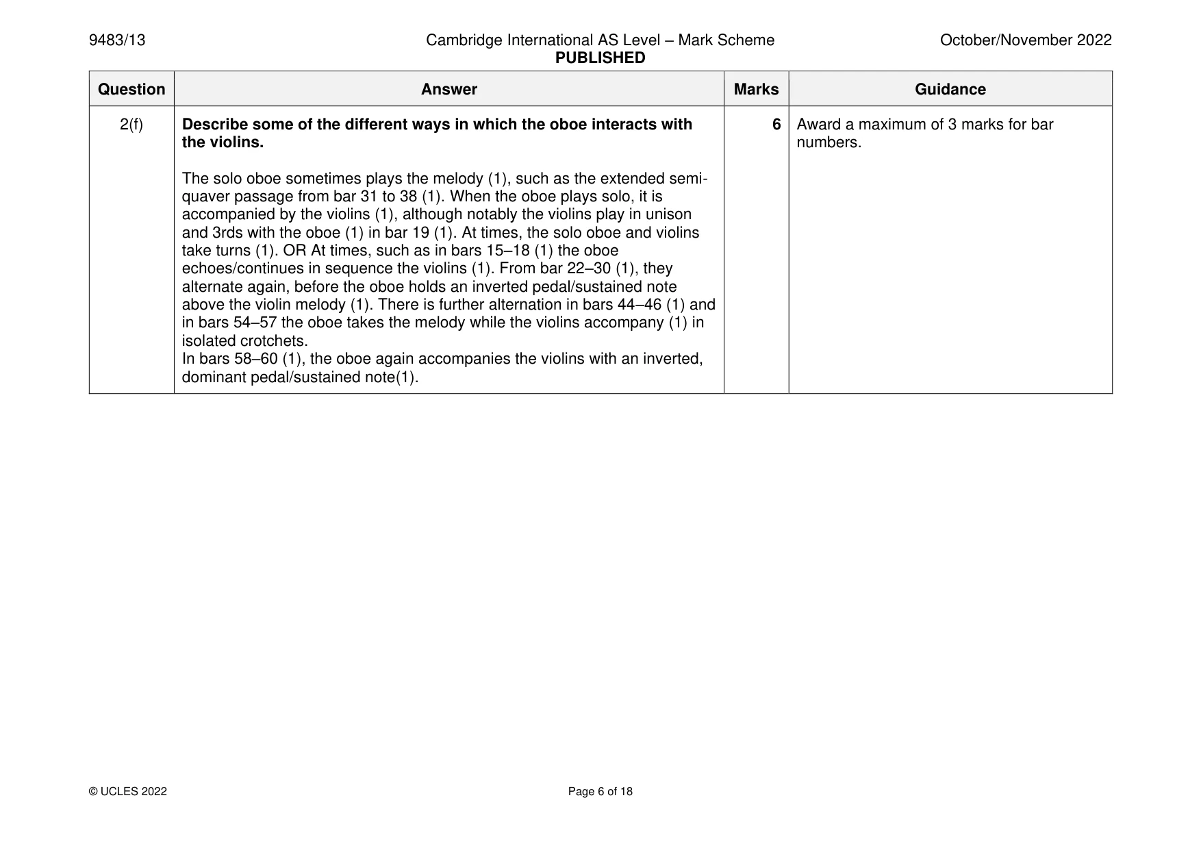 Mark scheme, page 6 of 18
