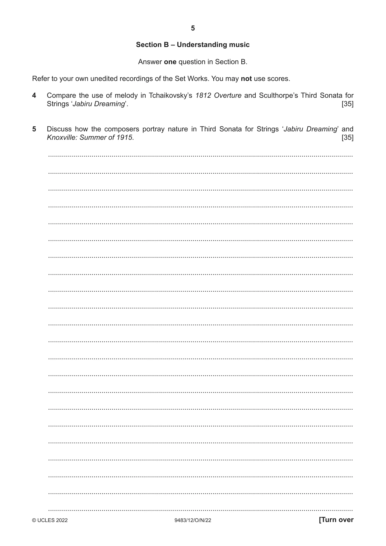 Cambridge A Level Music 9483 2022 Oct/Nov Paper 1 · Variant 2 question paper, page 5 of 12