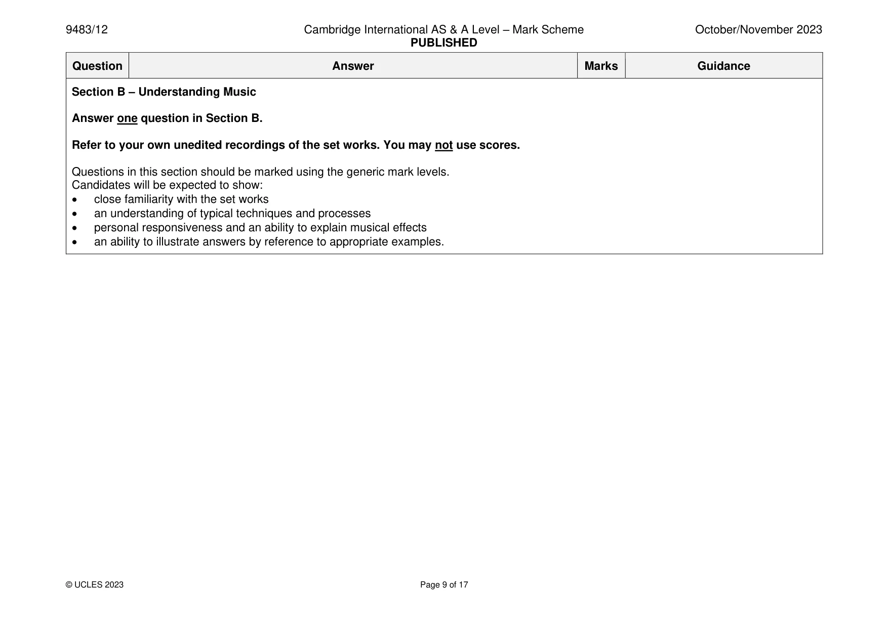 Mark scheme, page 9 of 17