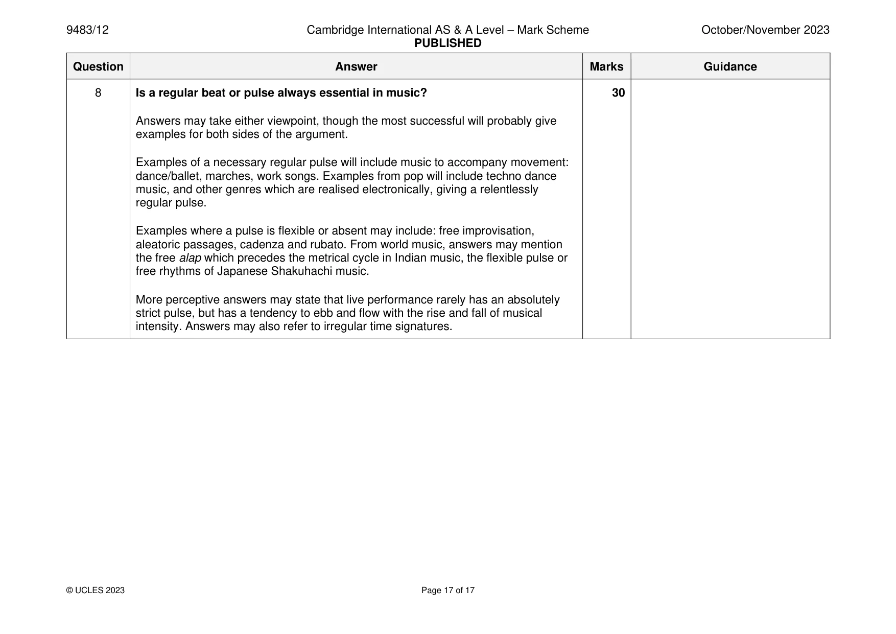 Mark scheme, page 17 of 17