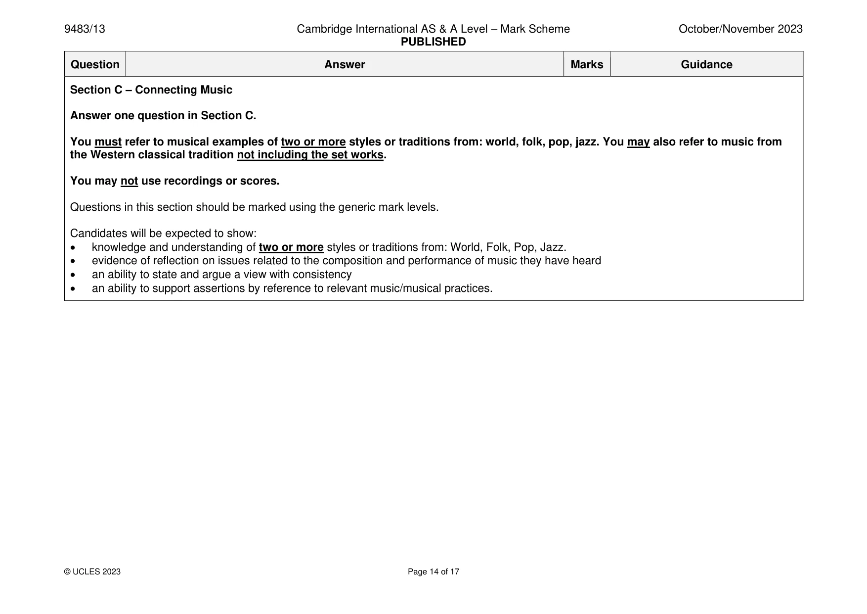Mark scheme, page 14 of 17