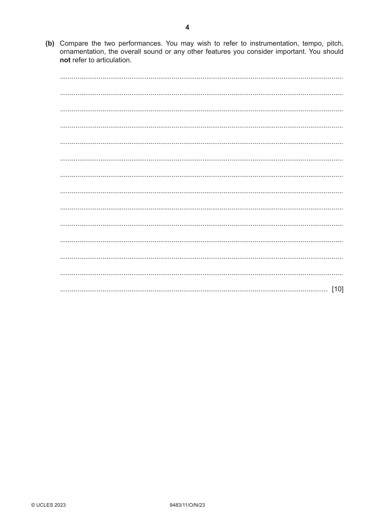 Cambridge A Level Music 9483 2023 Oct/Nov Paper 1 · Variant 1 question paper, page 4 of 12