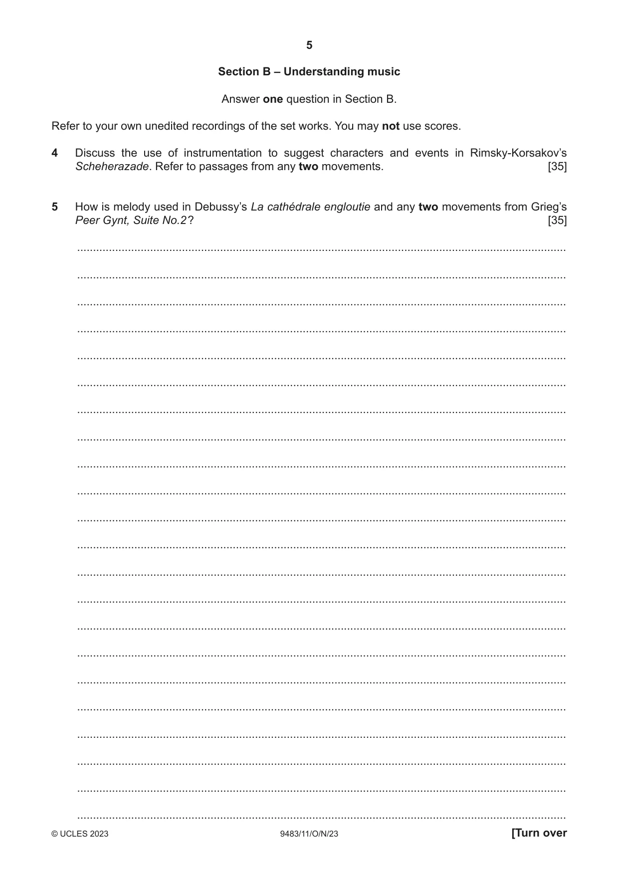 Cambridge A Level Music 9483 2023 Oct/Nov Paper 1 · Variant 1 question paper, page 5 of 12