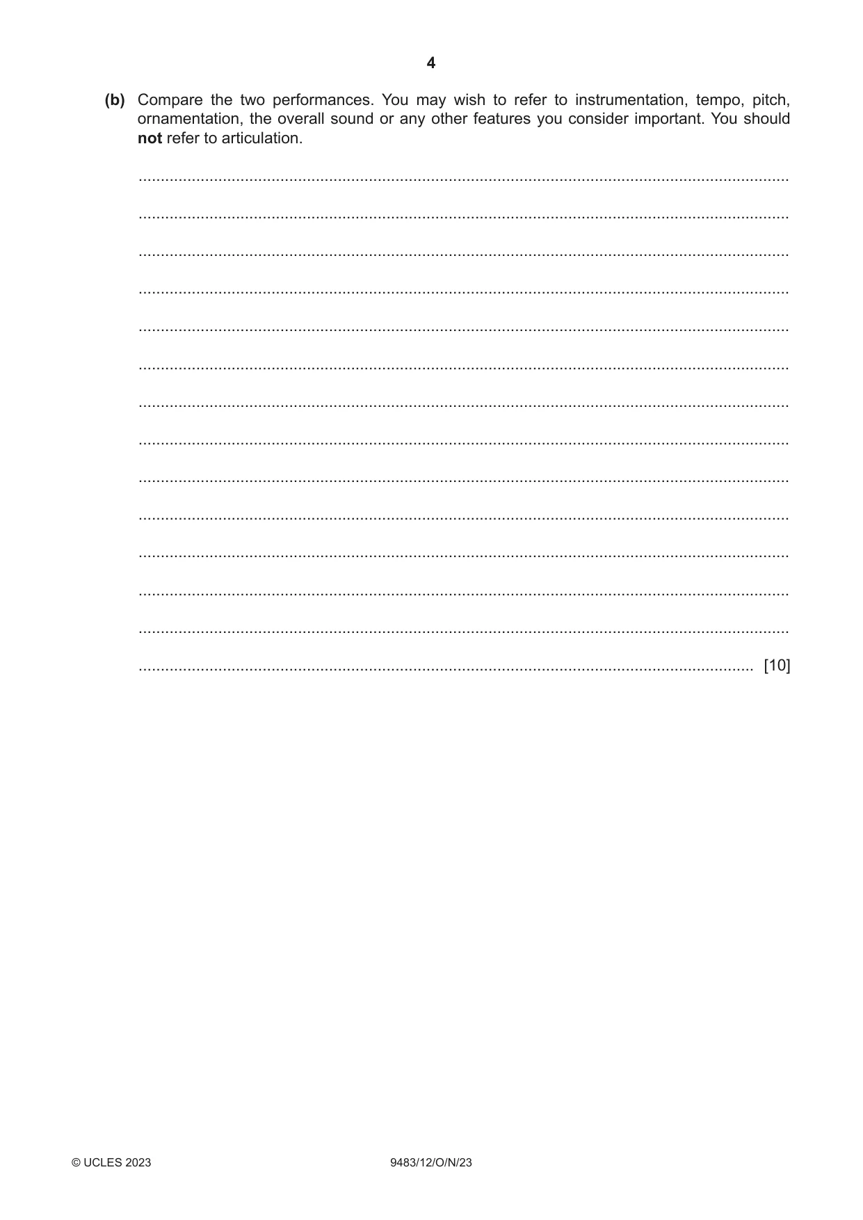 Cambridge A Level Music 9483 2023 Oct/Nov Paper 1 · Variant 2 question paper, page 4 of 12