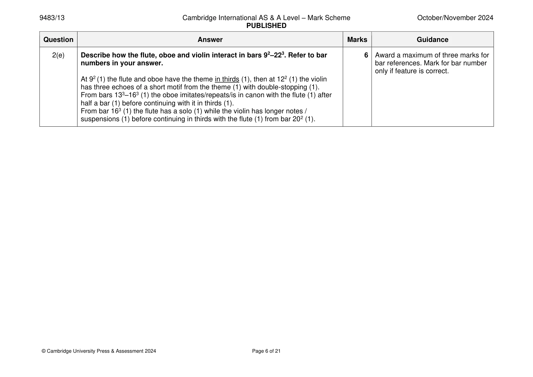 Mark scheme, page 6 of 21