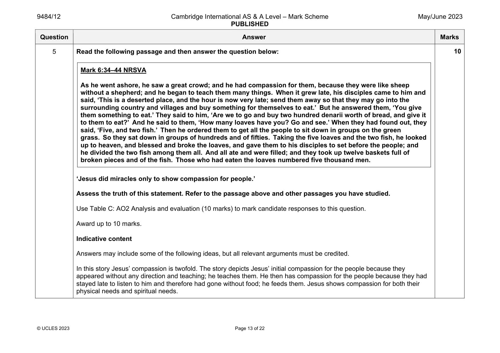 Mark scheme, page 13 of 22