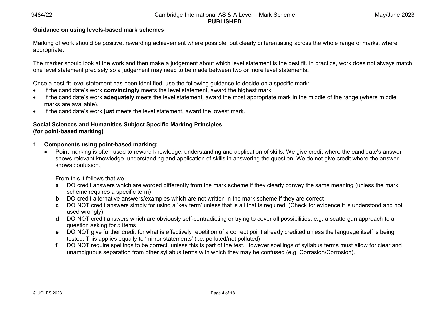 Mark scheme, page 4 of 18