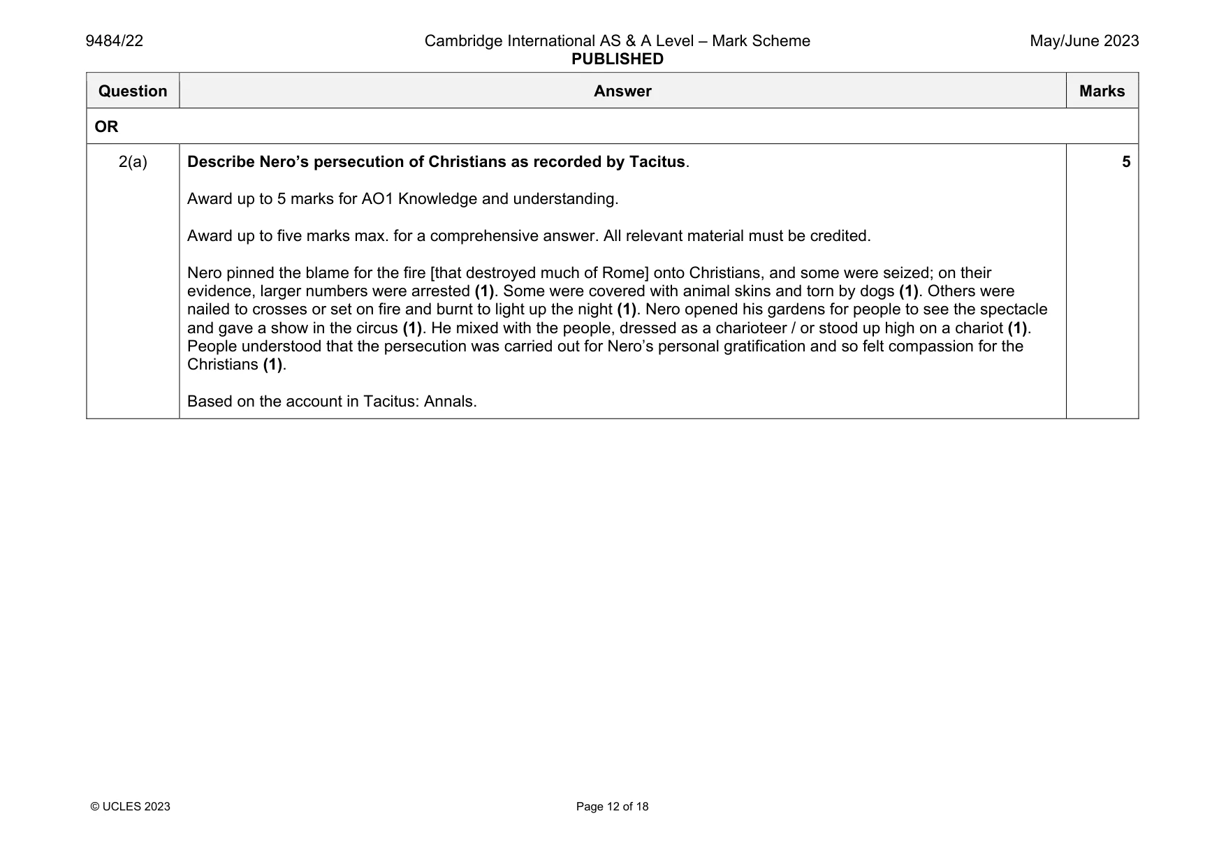 Mark scheme, page 12 of 18