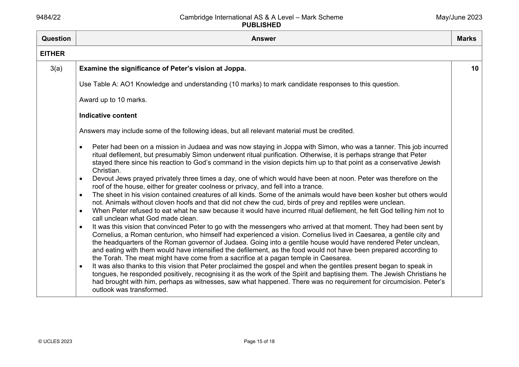 Mark scheme, page 15 of 18