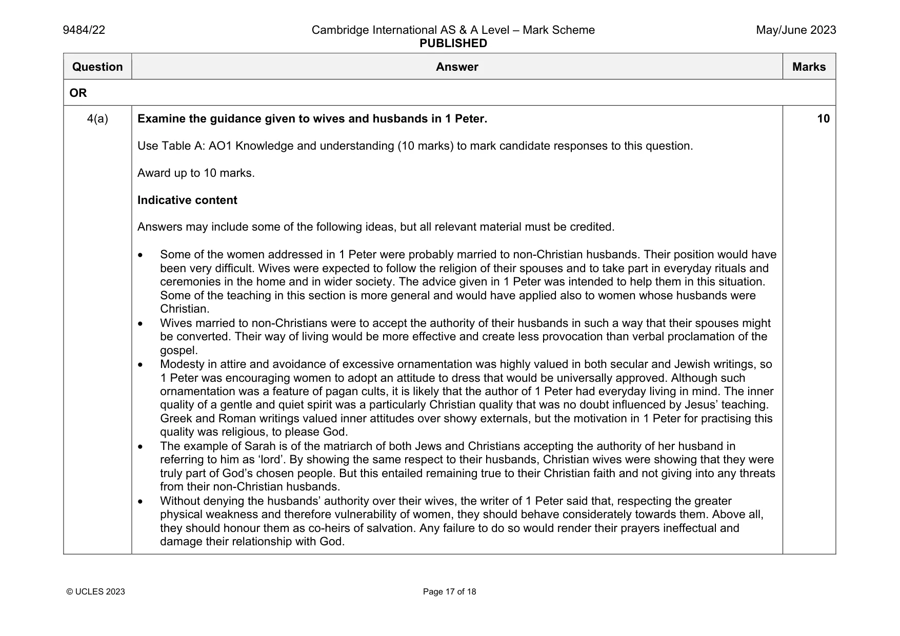 Mark scheme, page 17 of 18