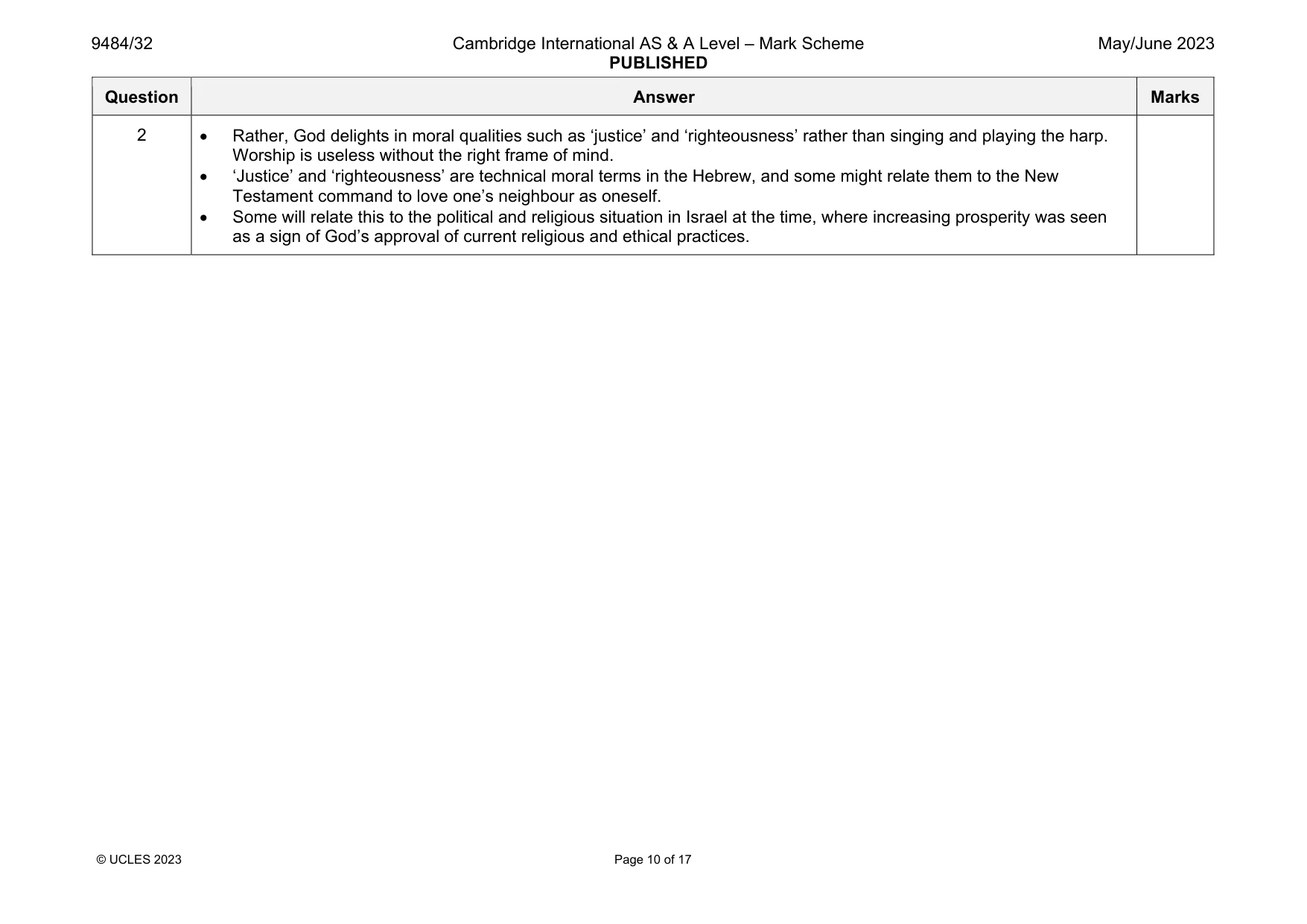 Mark scheme, page 10 of 17