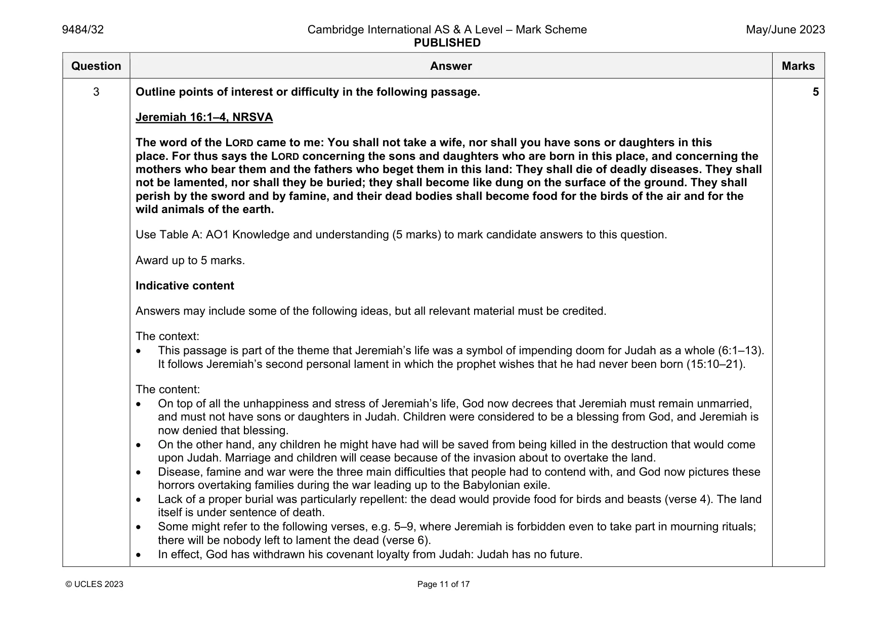 Mark scheme, page 11 of 17