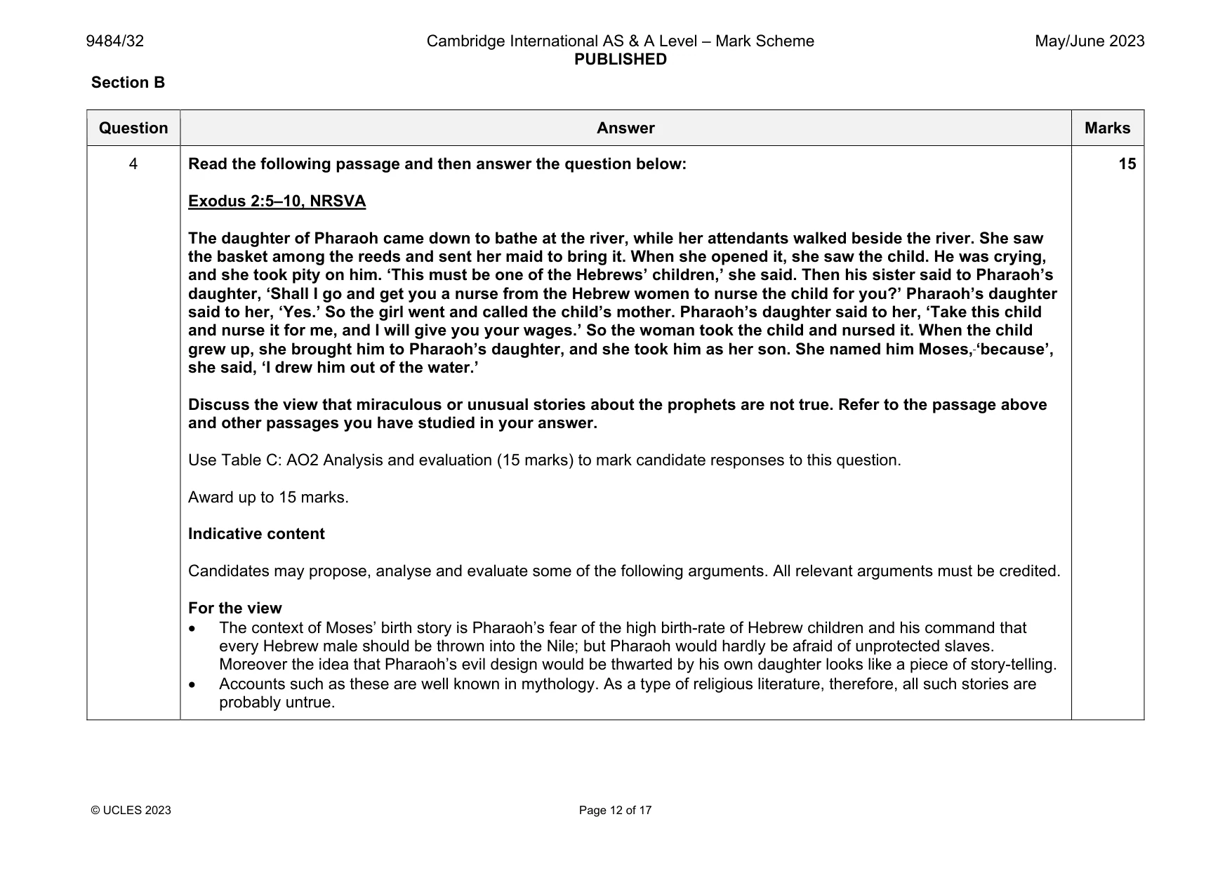 Mark scheme, page 12 of 17
