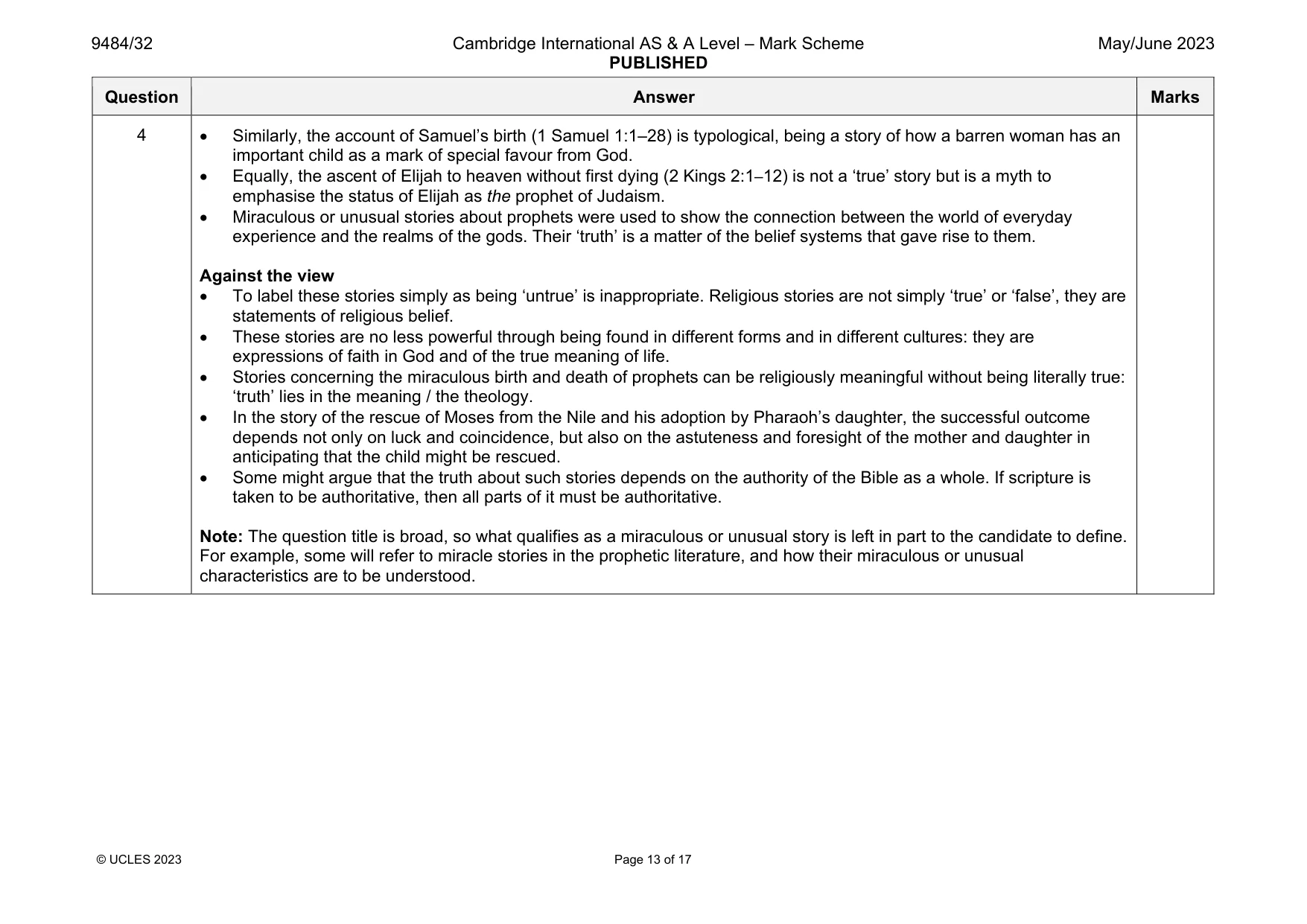 Mark scheme, page 13 of 17