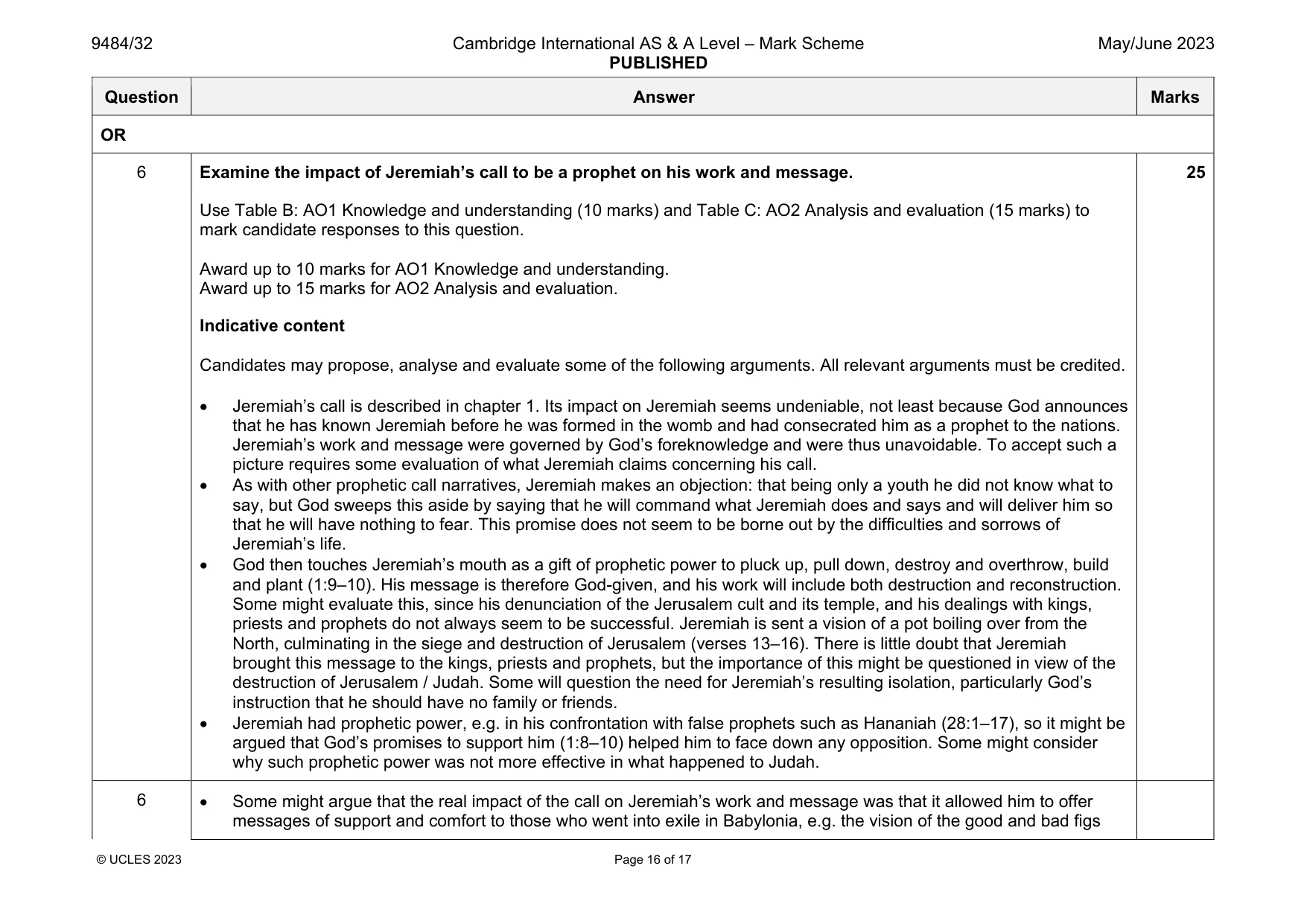 Mark scheme, page 16 of 17