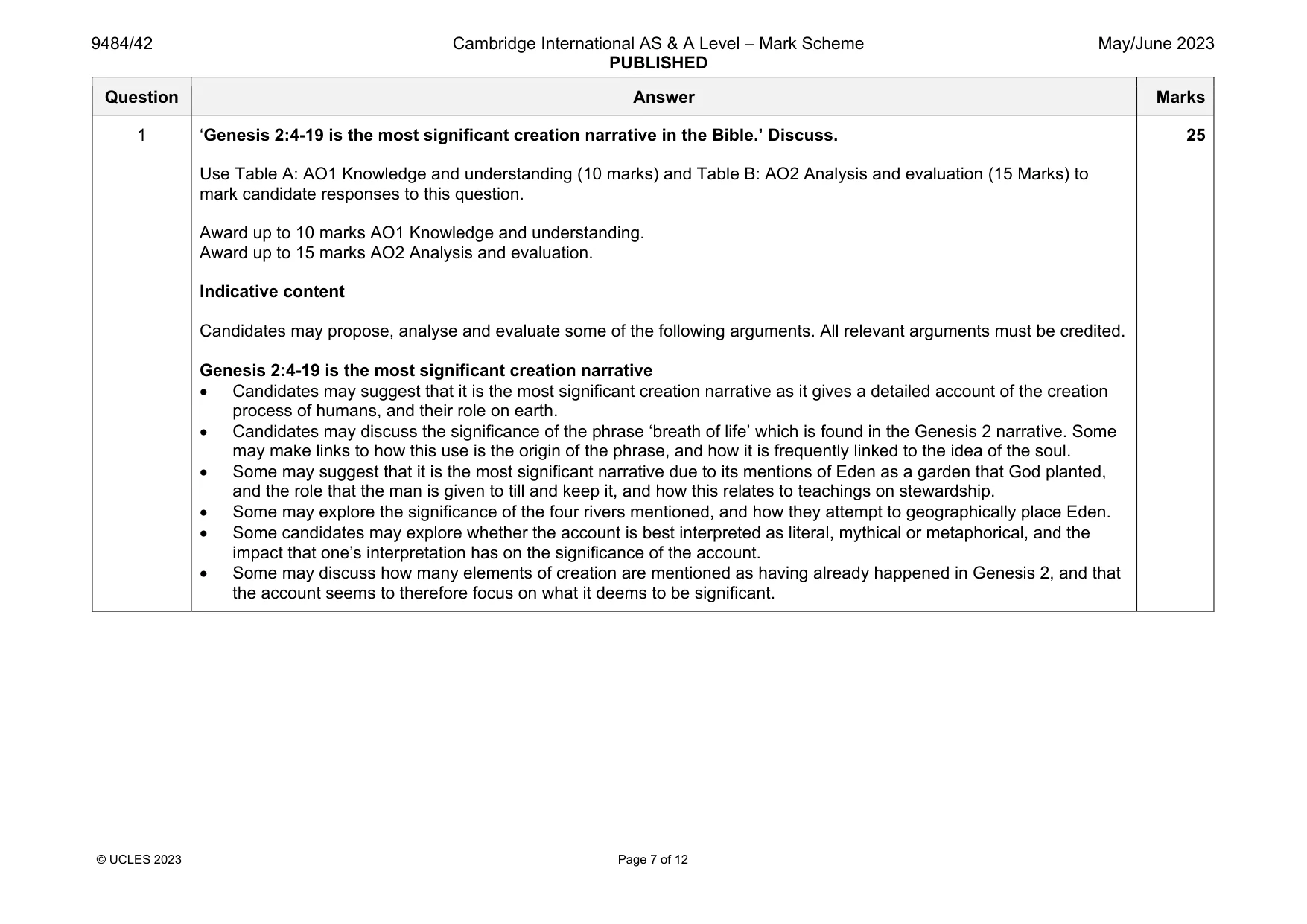 Mark scheme, page 7 of 12