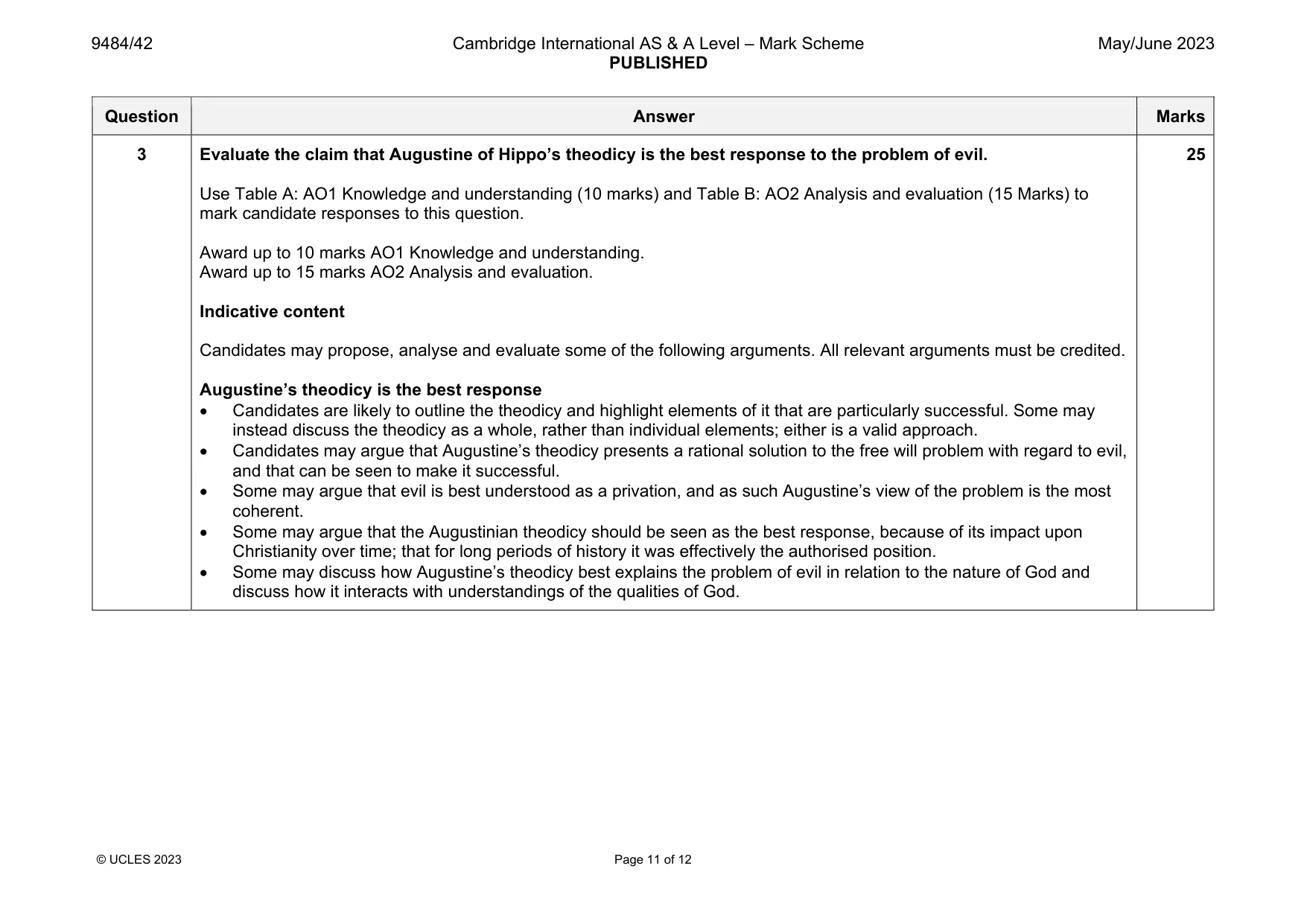 Mark scheme, page 11 of 12