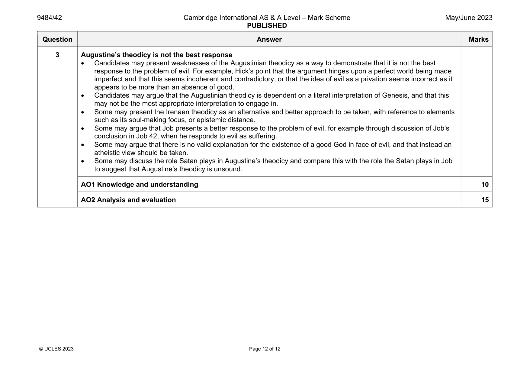 Mark scheme, page 12 of 12